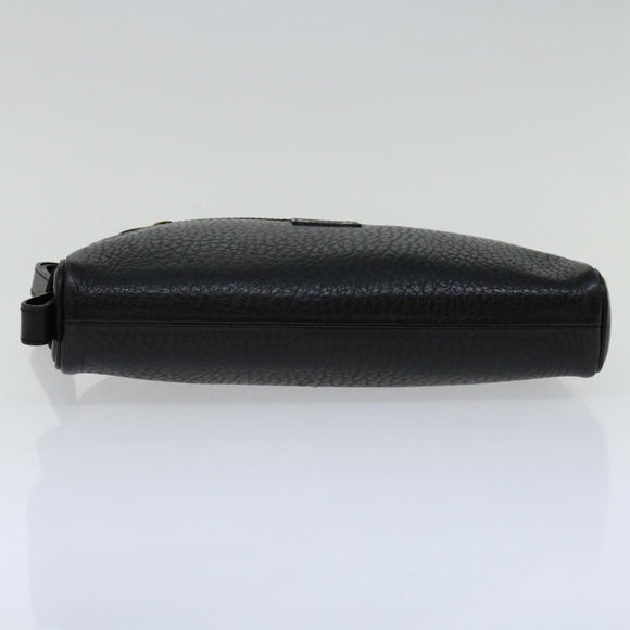 Burberrys Clutch Bag Leather Black Auth yk11126