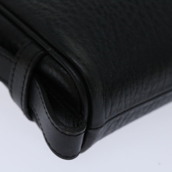 Burberrys Clutch Bag Leather Black Auth yk11126