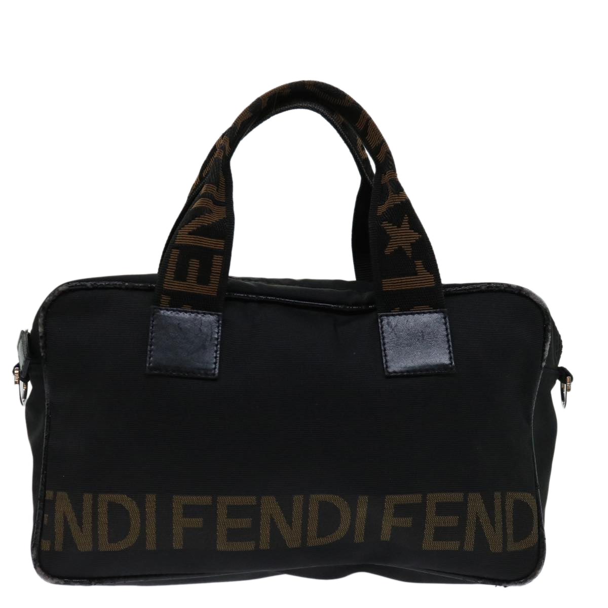 FENDI Hand Bag Canvas Black Auth yk11127