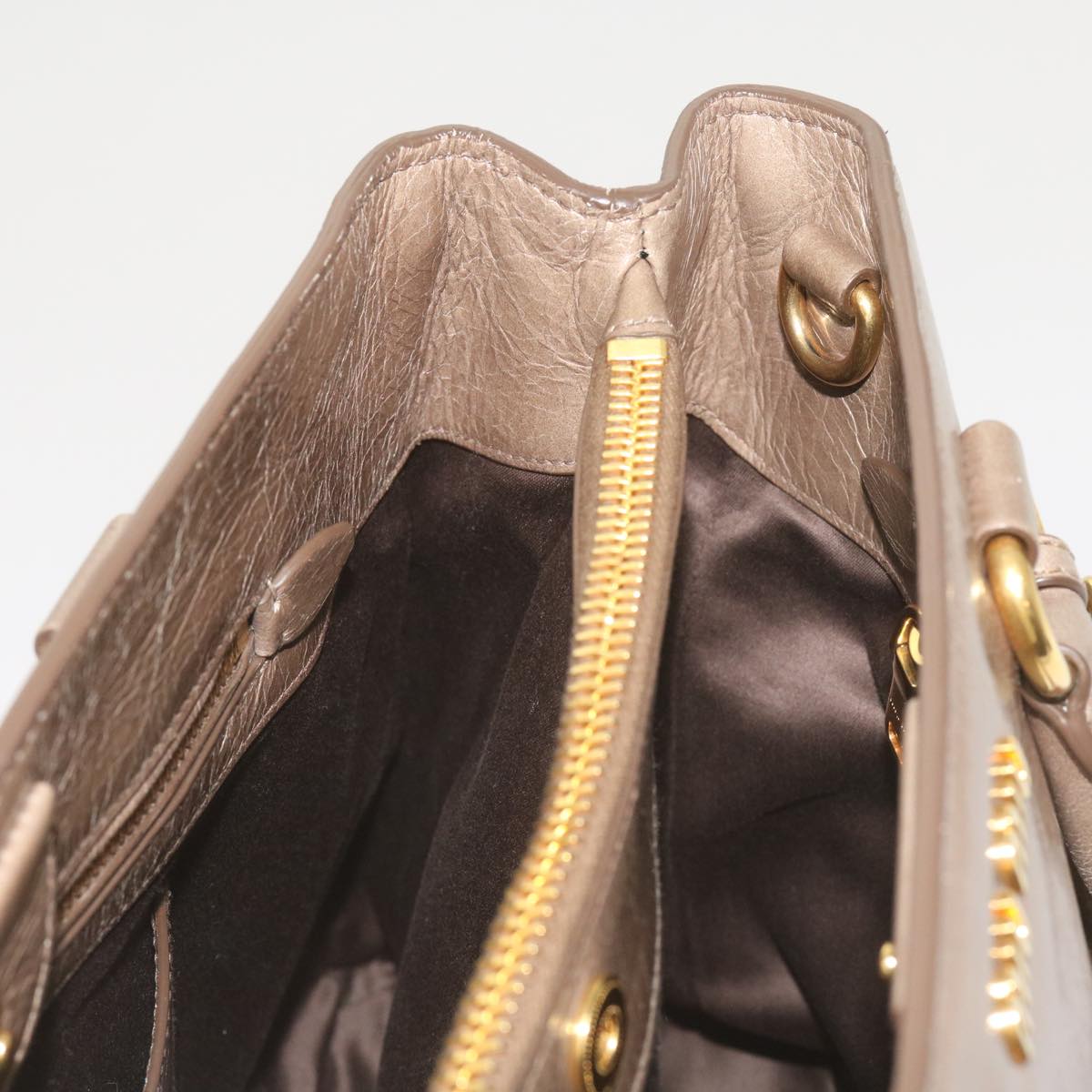 Miu Miu Hand Bag Leather Beige Auth yk11166