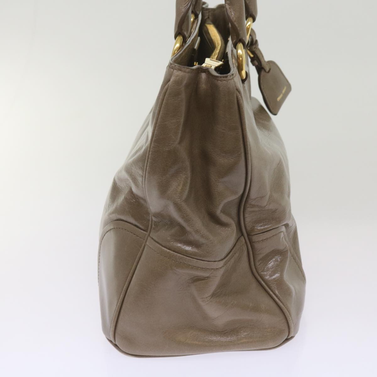 Miu Miu Hand Bag Leather Beige Auth yk11166