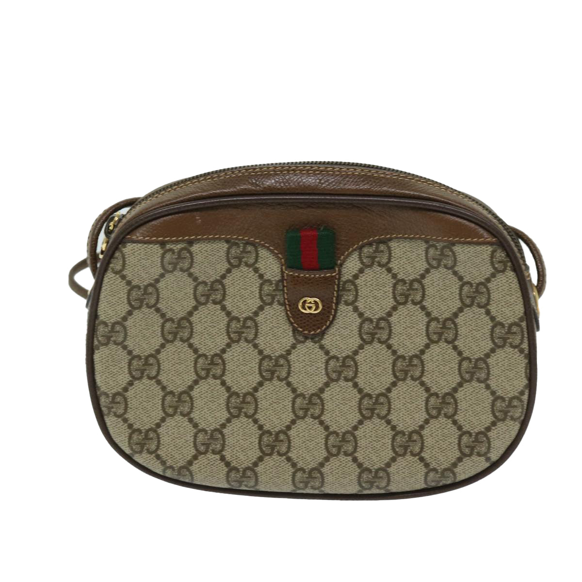 GUCCI GG Supreme Web Sherry Line Shoulder Bag Beige 007 754 6112 Auth yk11168