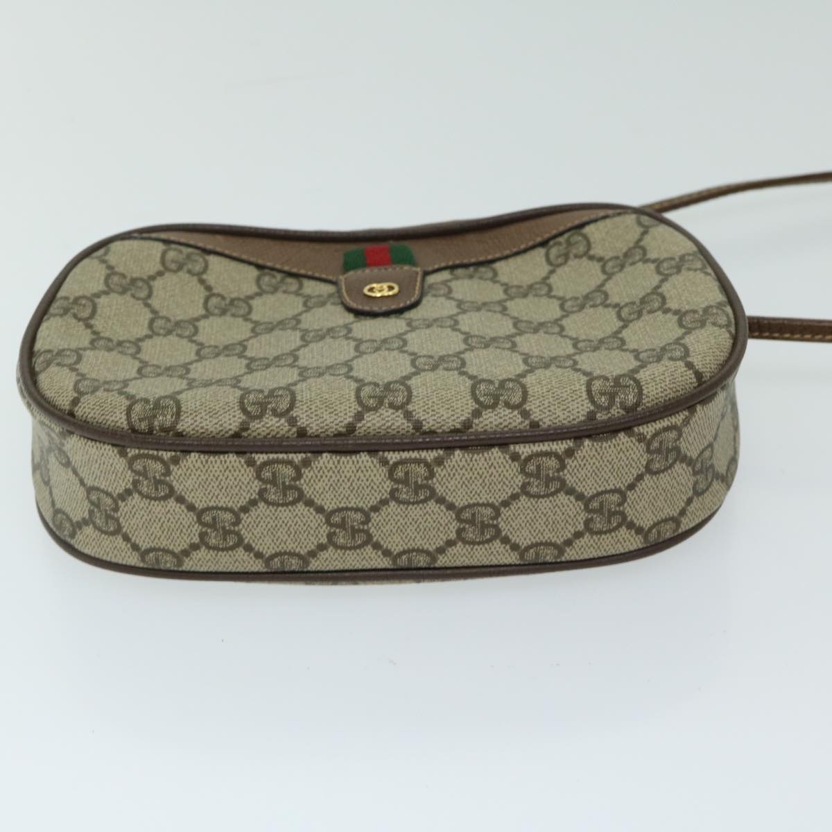 GUCCI GG Supreme Web Sherry Line Shoulder Bag Beige 007 754 6112 Auth yk11168