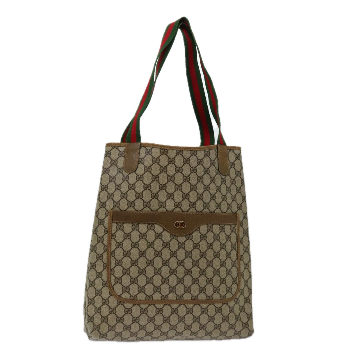 GUCCI GG Canvas Web Sherry Line Tote Bag Red Beige Green 02 003 53 Auth yk11174