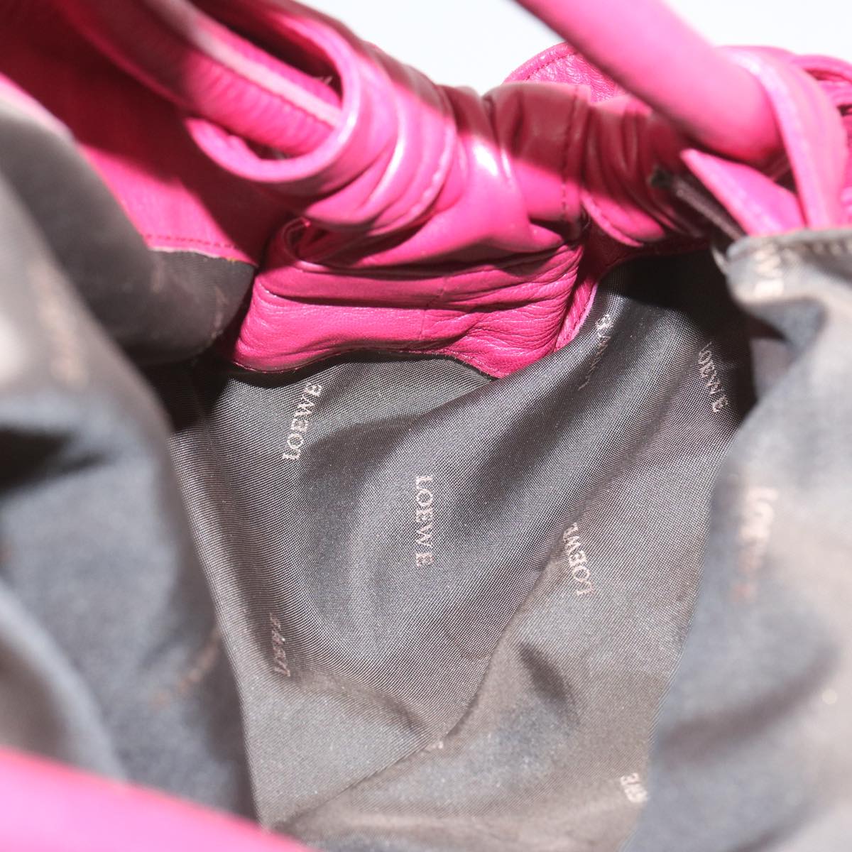 LOEWE Nappa Alley Shoulder Bag Leather Pink Auth yk11188