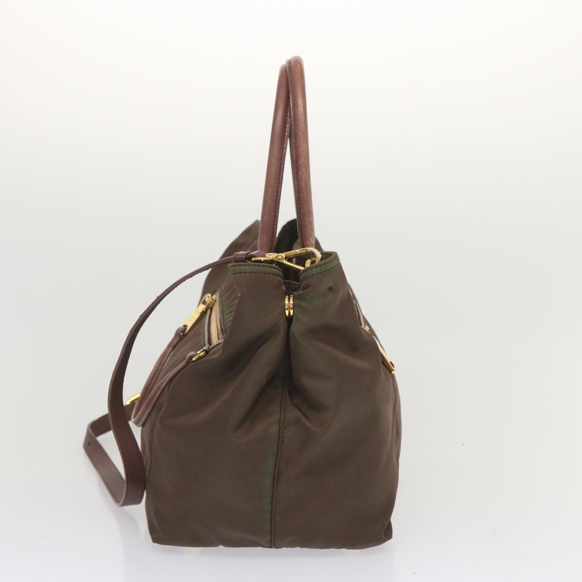 PRADA Hand Bag Nylon 2way Brown Auth yk11190