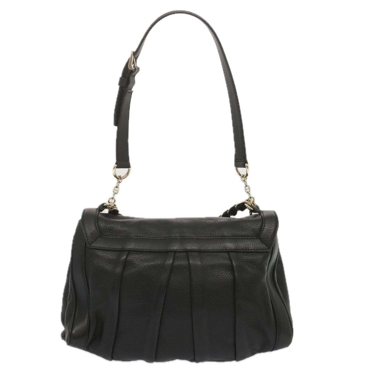 BALLY Chain Hand Bag Leather Black Auth yk11212 - 0