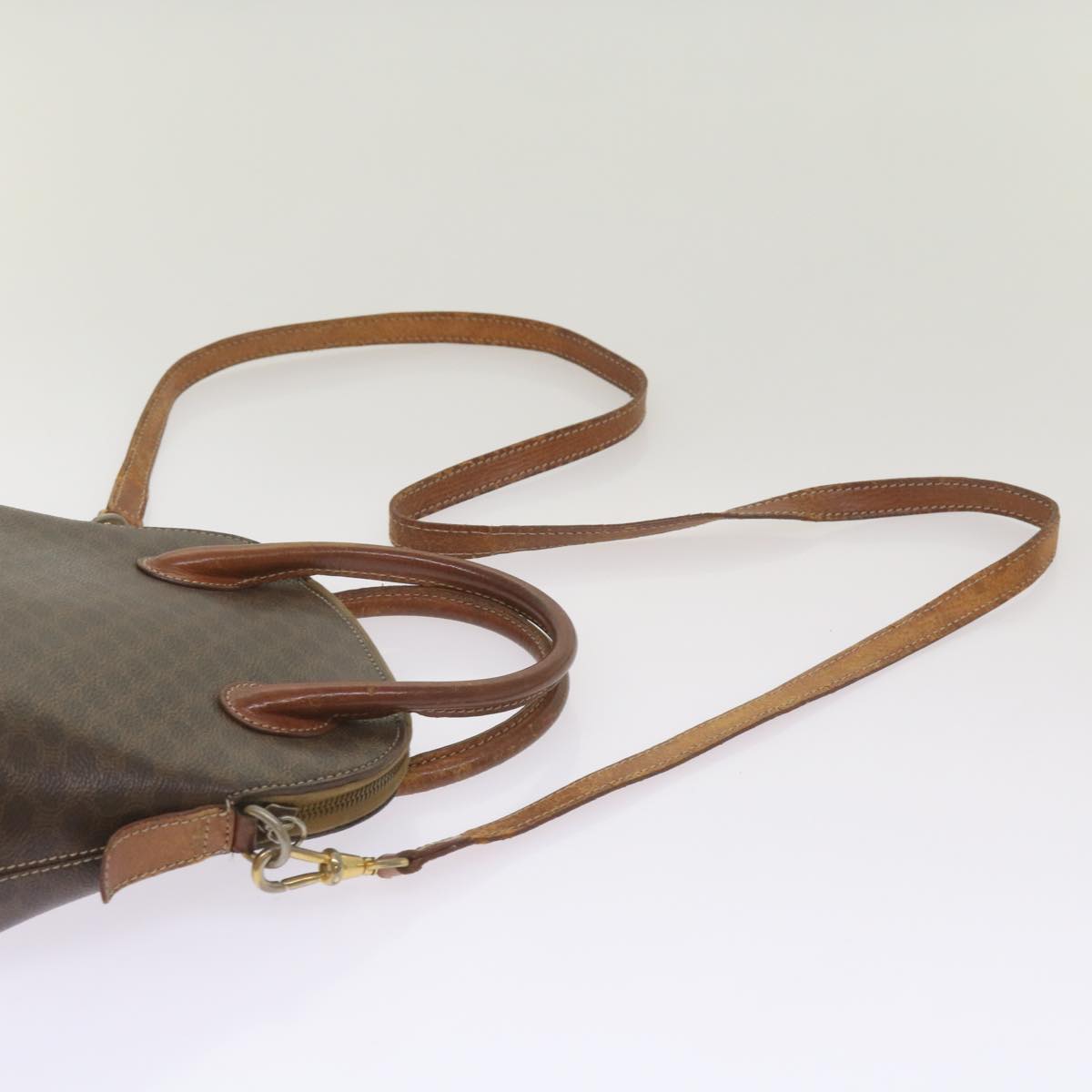 CELINE Macadam Canvas Hand Bag PVC 2way Brown Auth yk11221