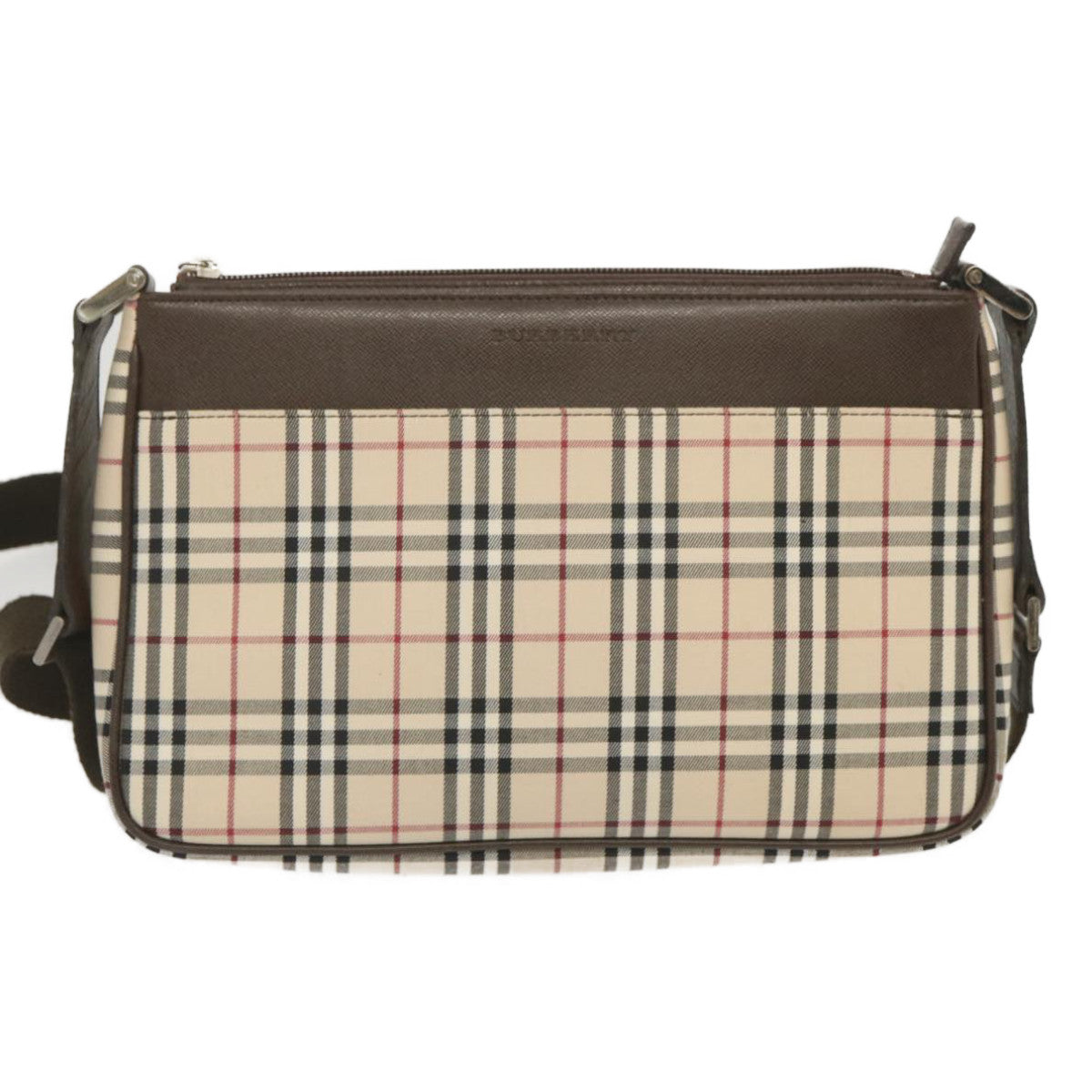 BURBERRY Nova Check Shoulder Bag Canvas Beige Auth yk11223