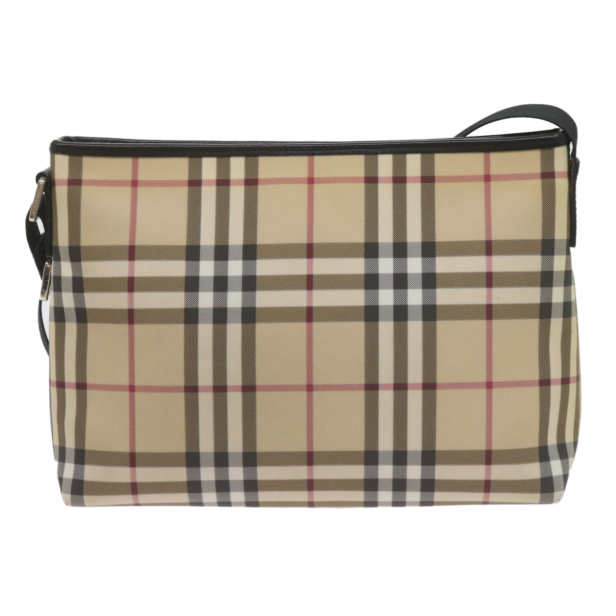 BURBERRY Nova Check Shoulder Bag Coated Canvas Beige Auth yk11241