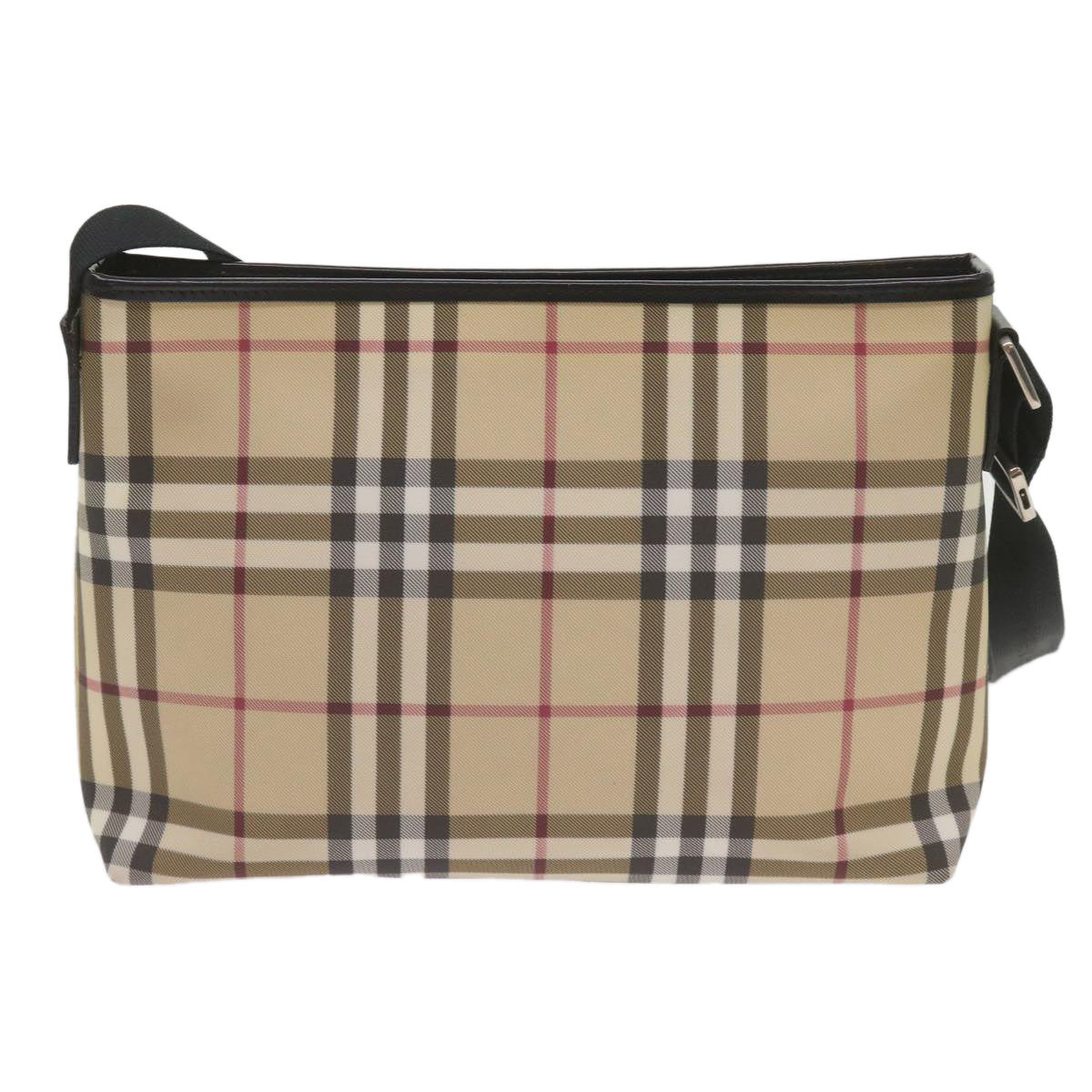 BURBERRY Nova Check Shoulder Bag Coated Canvas Beige Auth yk11241