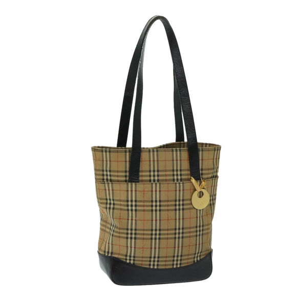 Burberrys Nova Check Shoulder Bag Canvas Beige Black Auth yk11247