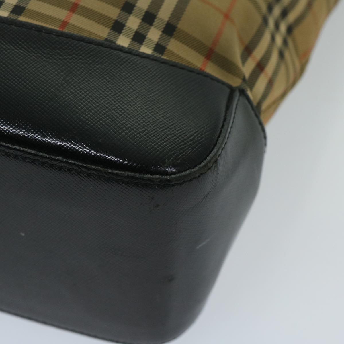 Burberrys Nova Check Shoulder Bag Canvas Beige Black Auth yk11247