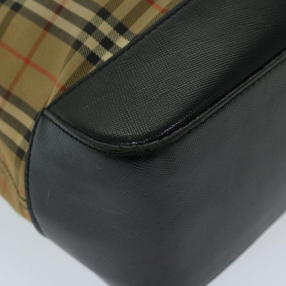 Burberrys Nova Check Shoulder Bag Canvas Beige Black Auth yk11247