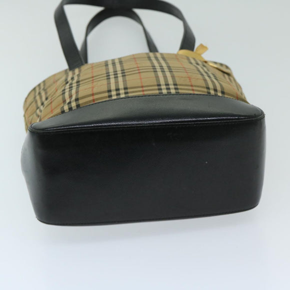 Burberrys Nova Check Shoulder Bag Canvas Beige Black Auth yk11247