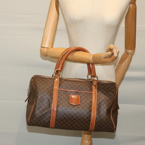 CELINE Macadam Canvas Boston Bag PVC Brown Auth yk11253