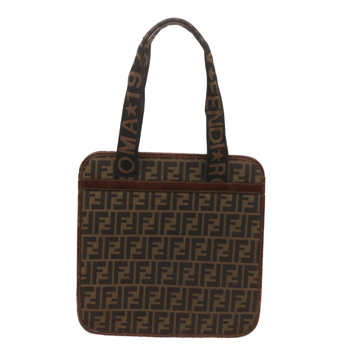 FENDI Zucca Canvas Tote Bag Black Brown Auth yk11261 - 0