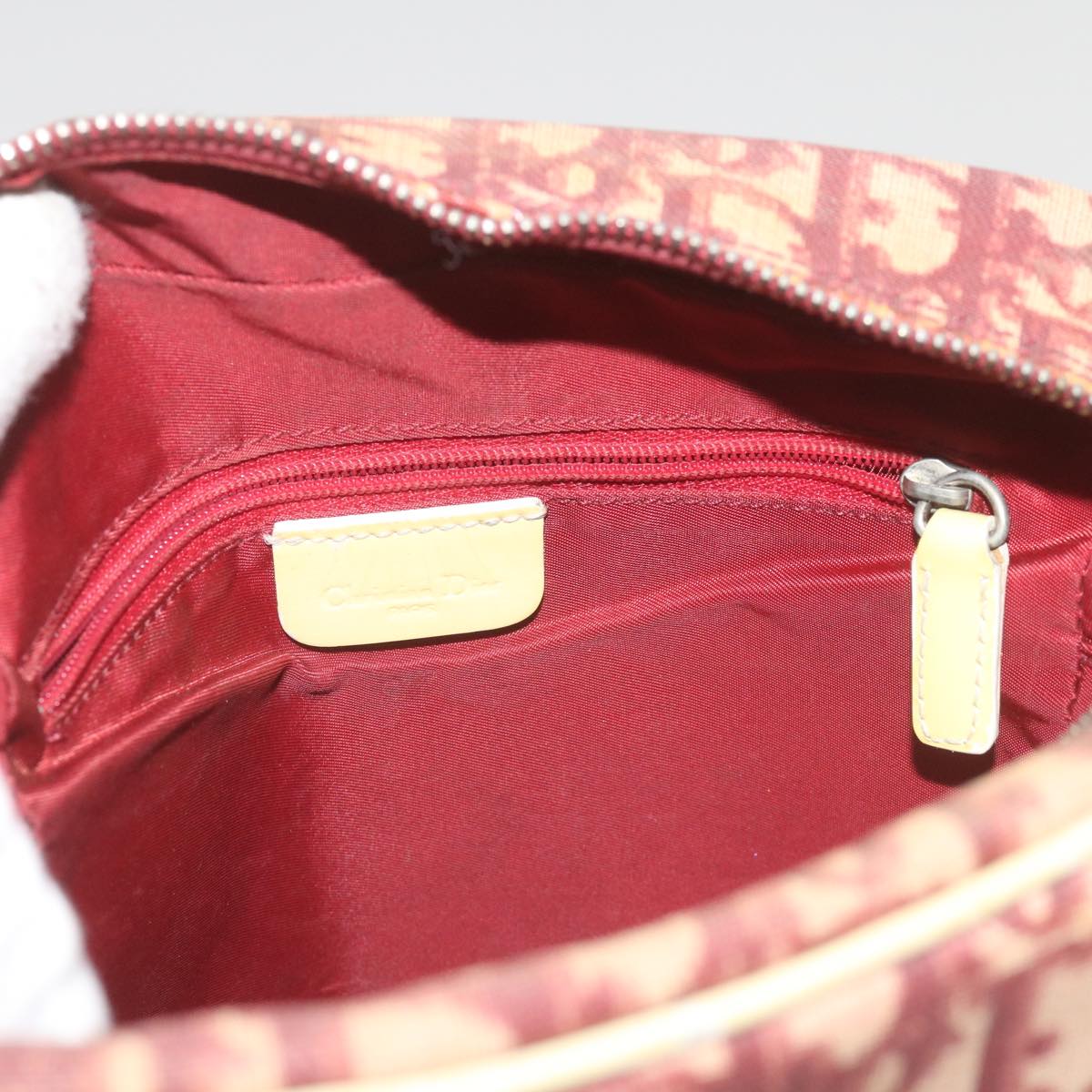 Christian Dior Trotter Canvas Shoulder Bag Red Auth yk11262