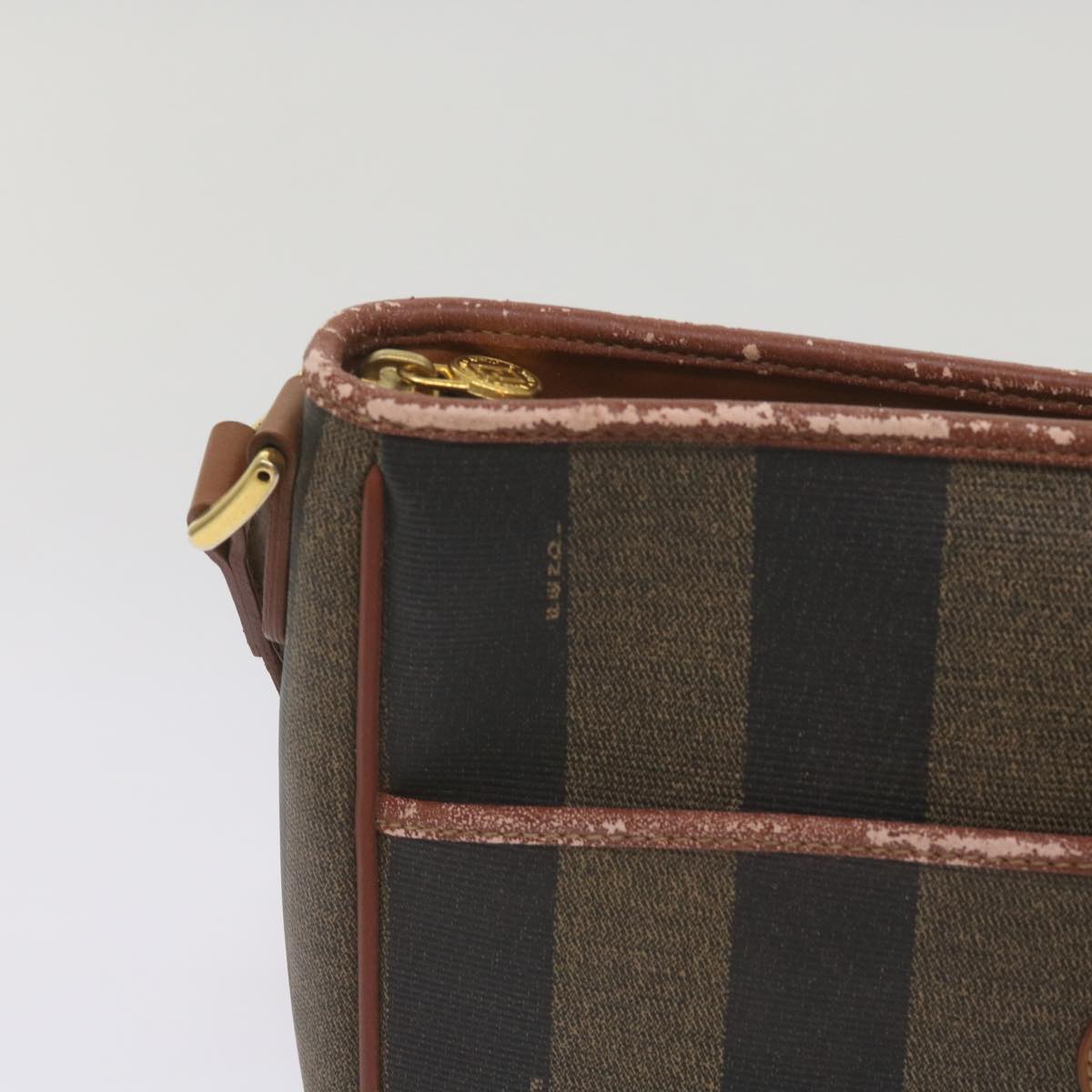 FENDI Pecan Canvas Shoulder Bag Brown Black Auth yk11276 - 0