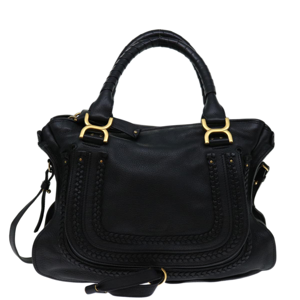 Chloe Mercy Hand Bag Leather 2way Black Auth yk11313