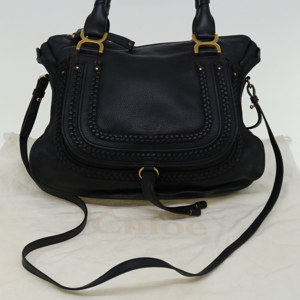 Chloe Mercy Hand Bag Leather 2way Black Auth yk11313