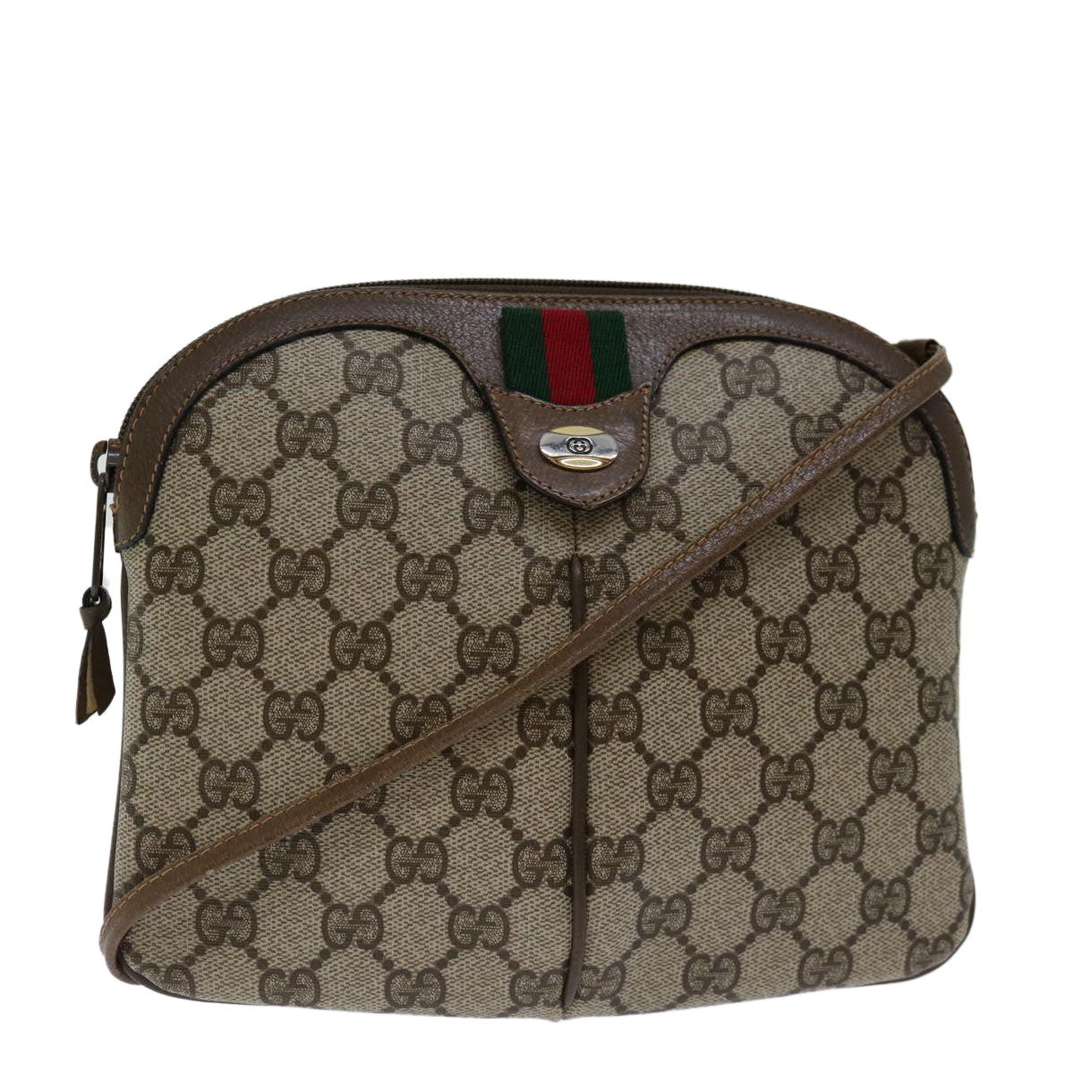 GUCCI GG Supreme Web Sherry Line Shoulder Bag PVC Beige 904 02 047 Auth yk11316