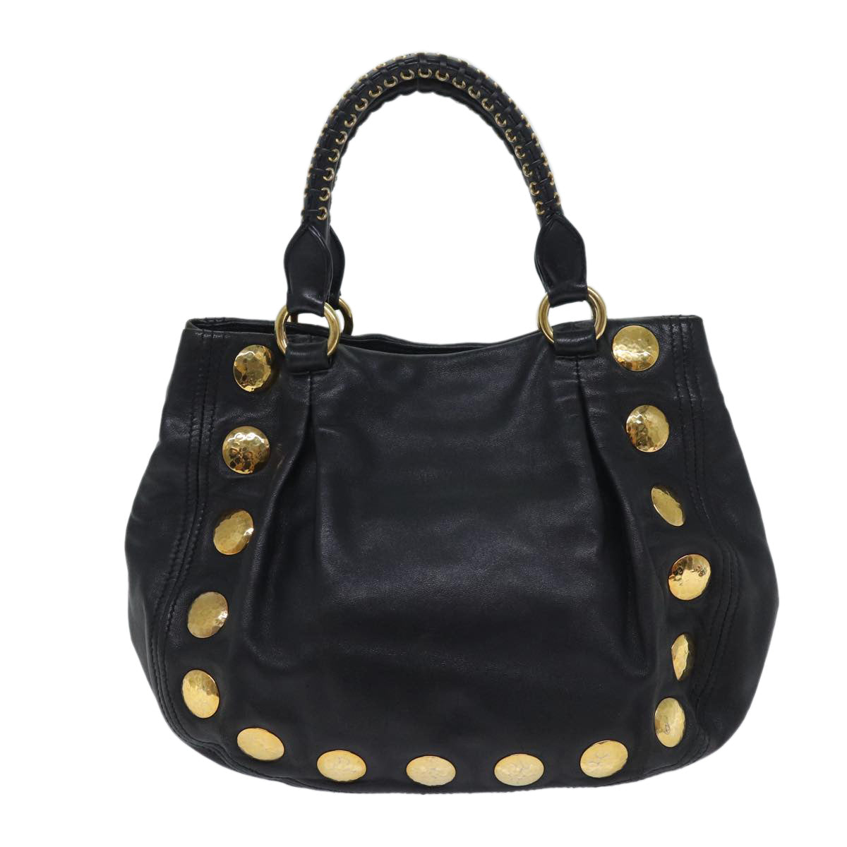 Miu Miu Hand Bag Leather Black Auth yk11317 - 0