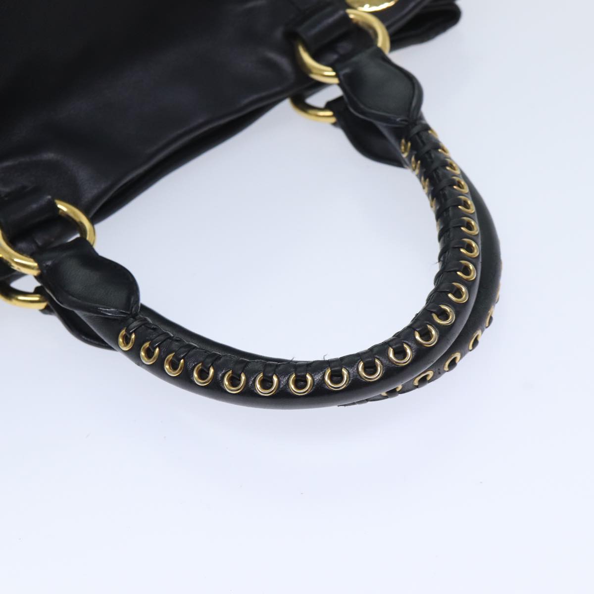 Miu Miu Hand Bag Leather Black Auth yk11317