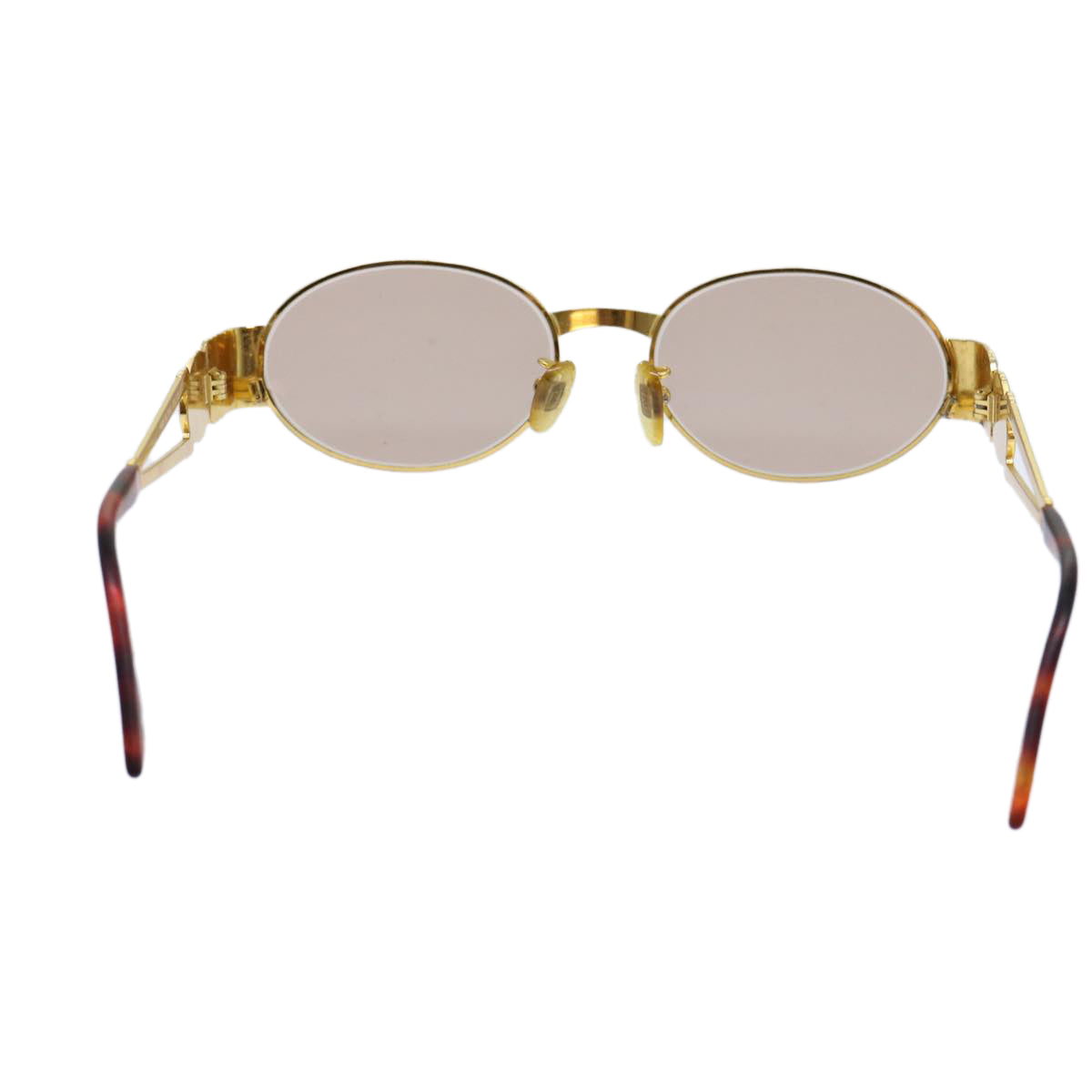 FENDI Sunglasses metal Gold Brown Auth yk11319