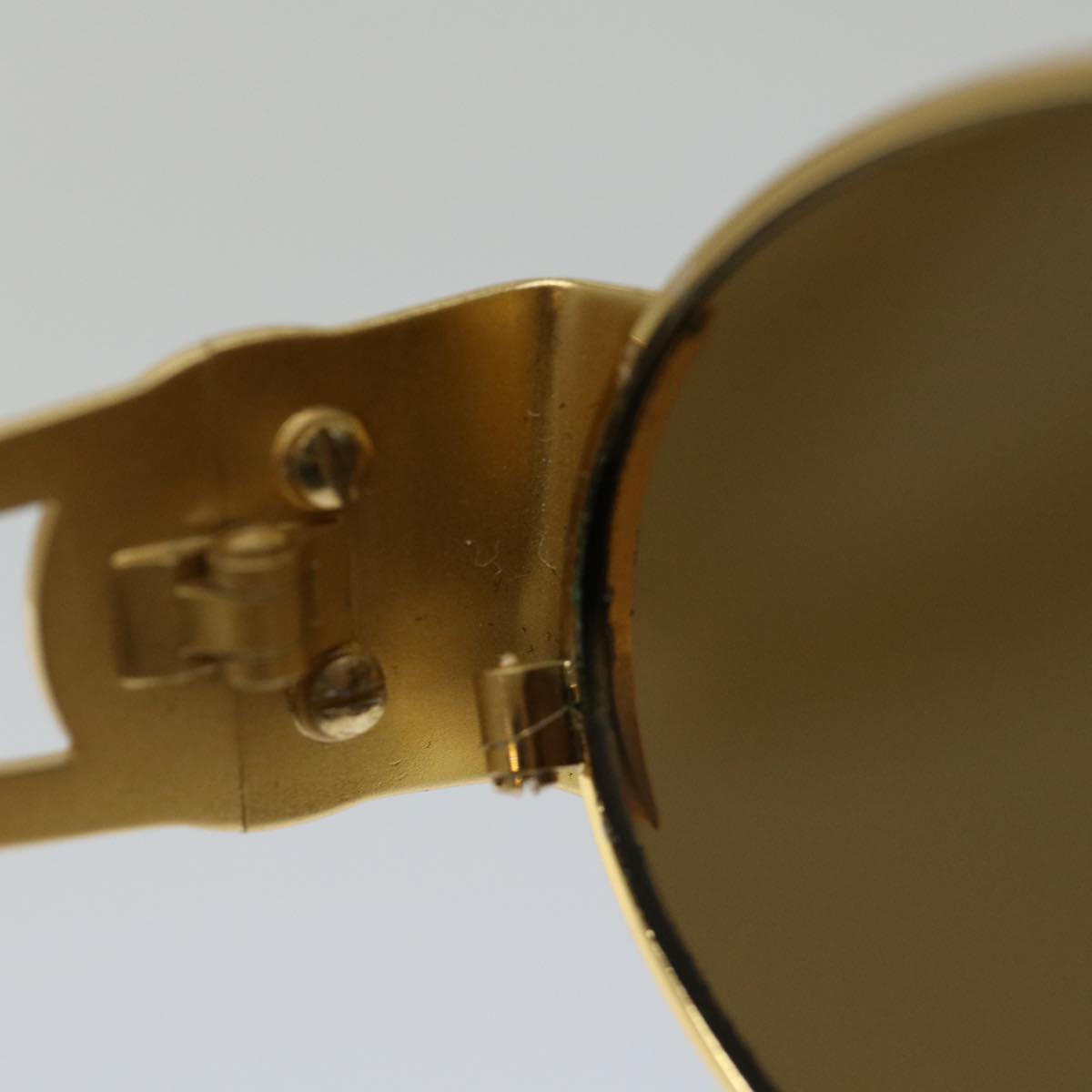 VERSACE Sunglasses metal Gold Brown Auth yk11320