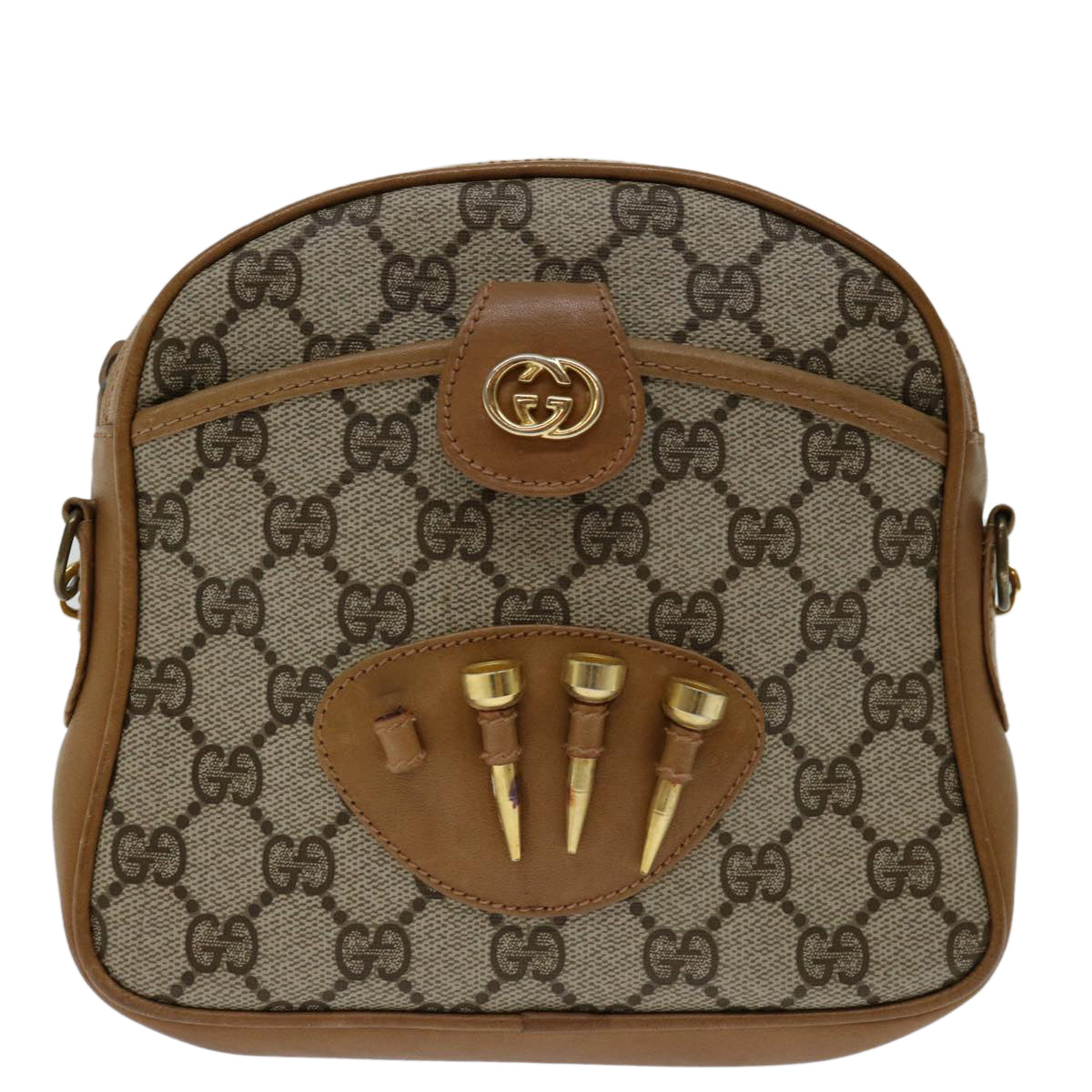 GUCCI GG Supreme Shoulder Bag PVC Beige Auth yk11326