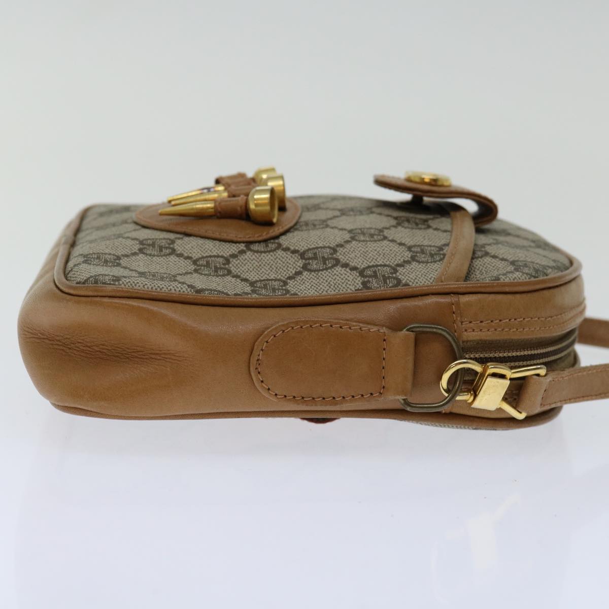 GUCCI GG Supreme Shoulder Bag PVC Beige Auth yk11326