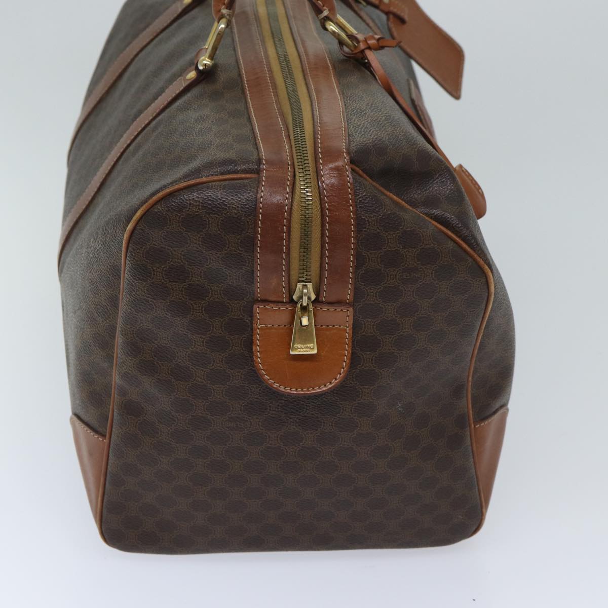 CELINE Macadam Canvas Boston Bag PVC Brown Auth yk11334