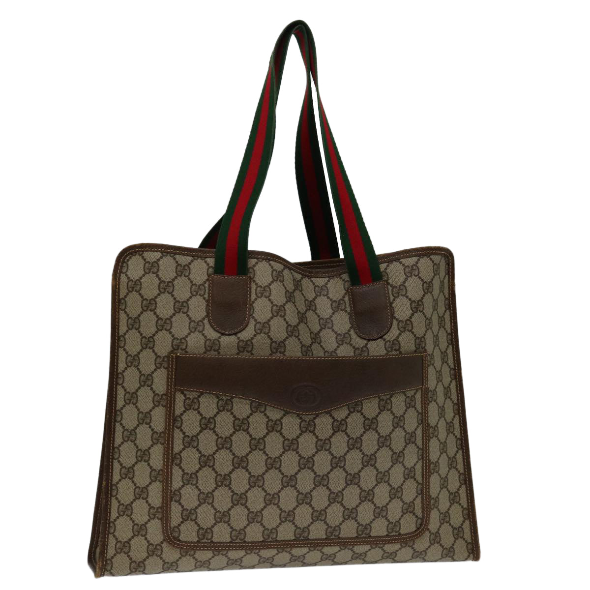 GUCCI GG Supreme Web Sherry Line Tote Bag Beige Red Green 002 123 Auth yk11337
