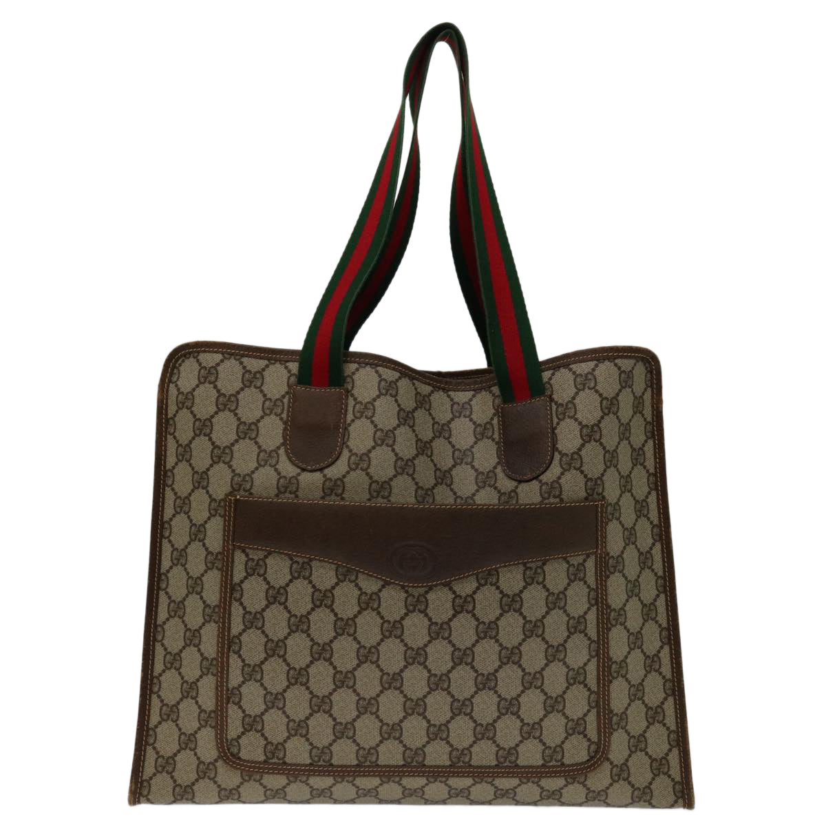 GUCCI GG Supreme Web Sherry Line Tote Bag Beige Red Green 002 123 Auth yk11337 - 0