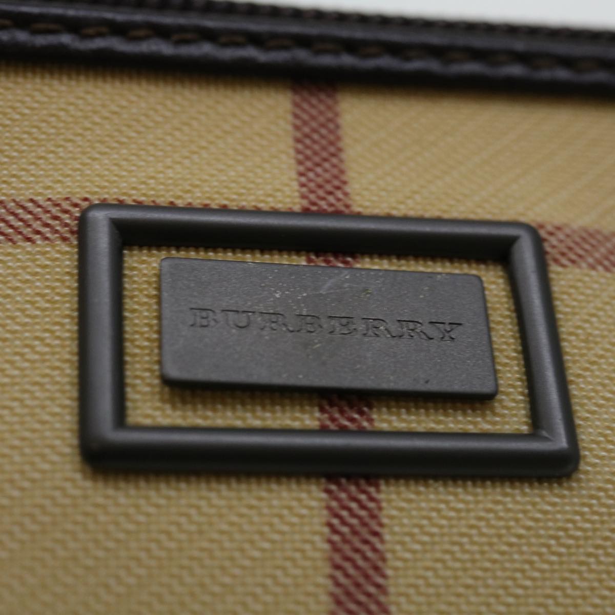 BURBERRY Nova Check Pouch Coated Canvas Beige Auth yk11343