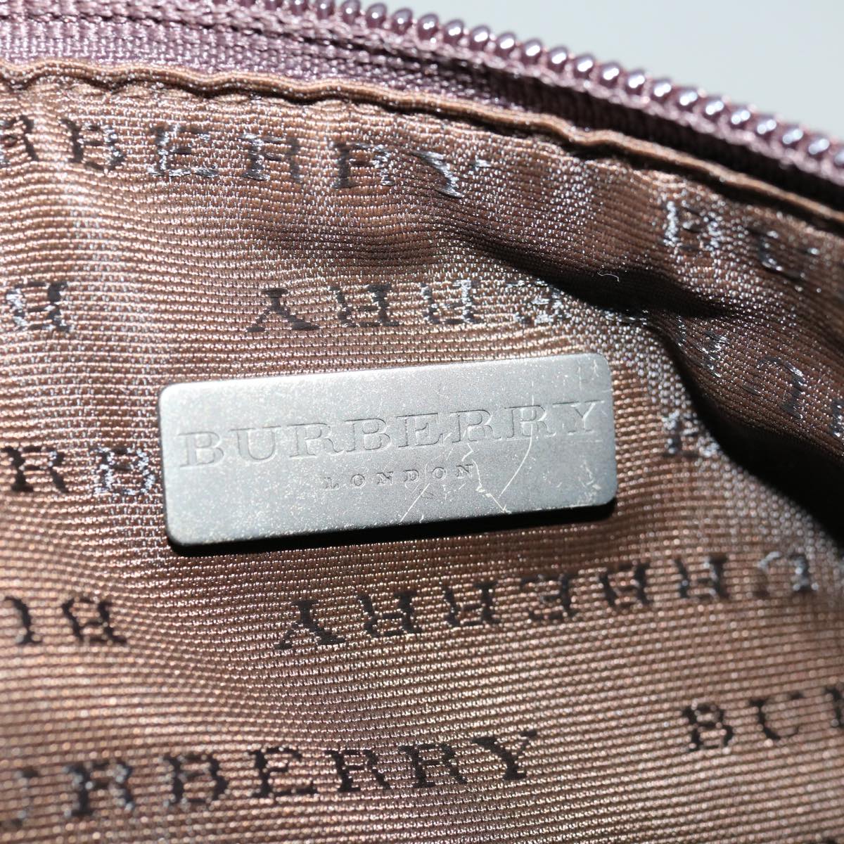 BURBERRY Nova Check Pouch Coated Canvas Beige Auth yk11343