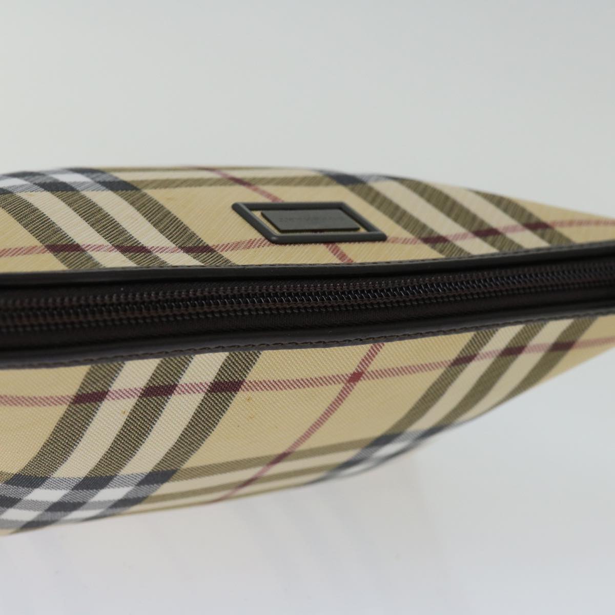 BURBERRY Nova Check Pouch Coated Canvas Beige Auth yk11343