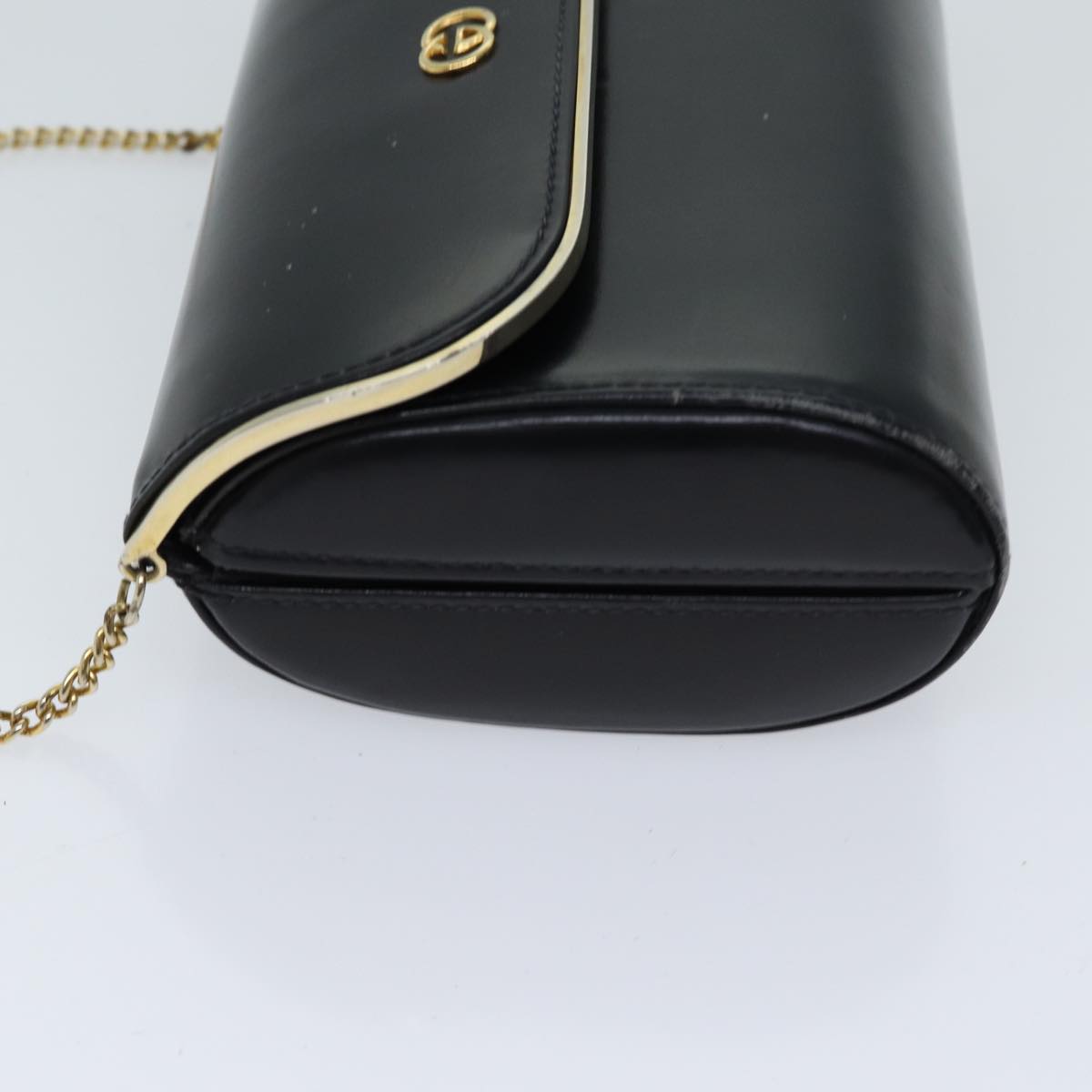 GUCCI Interlocking Chain Shoulder Bag Leather Black Auth yk11350