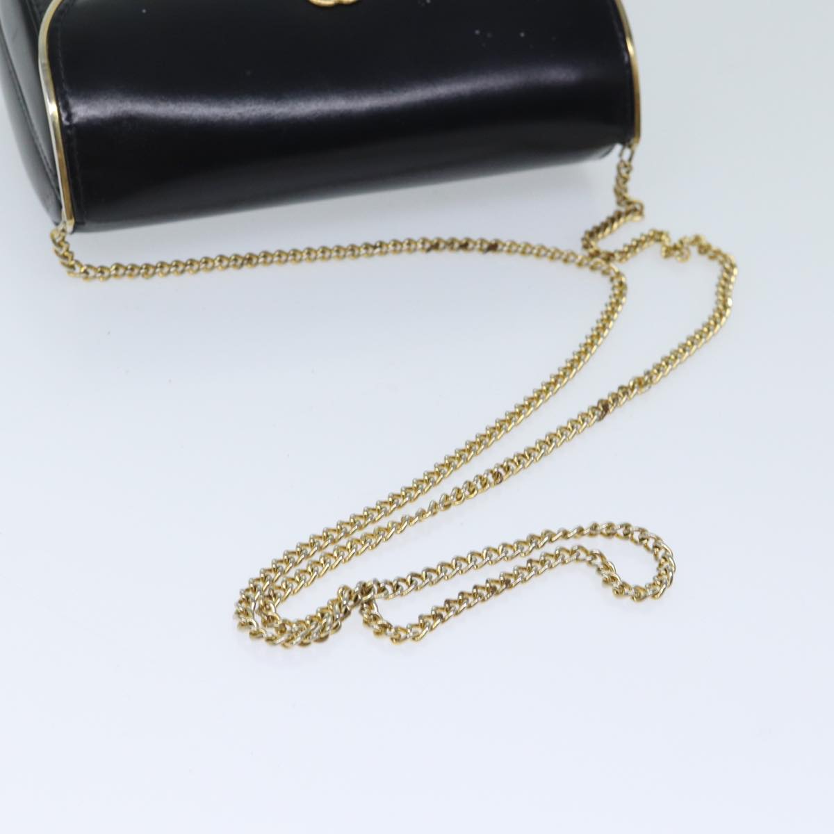 GUCCI Interlocking Chain Shoulder Bag Leather Black Auth yk11350