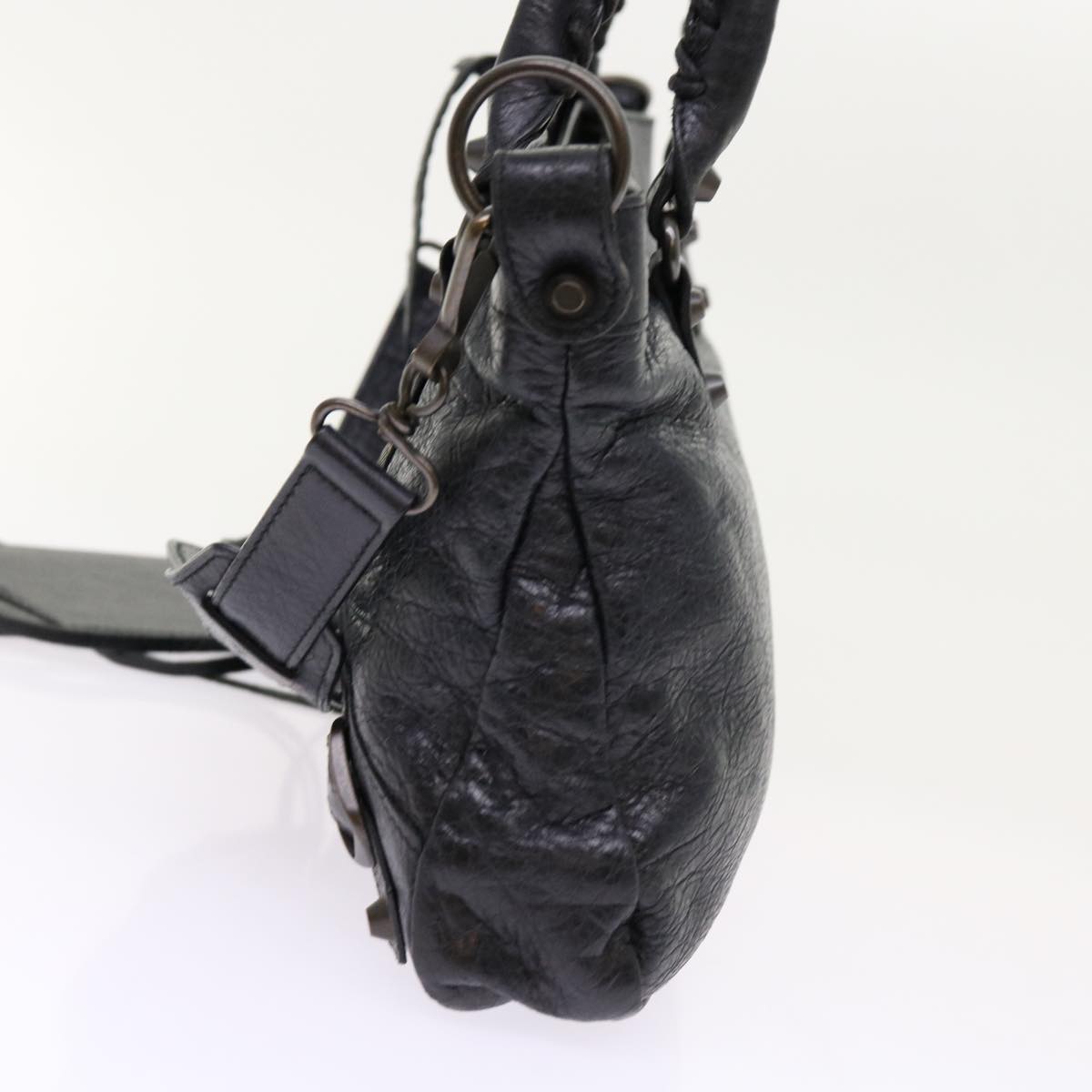 BALENCIAGA The First Hand Bag Leather 2way Black 103208 Auth yk11352