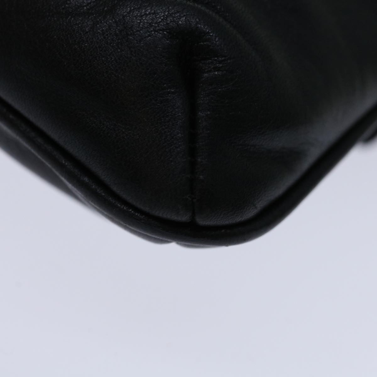 CELINE Shoulder Bag Leather Black Auth yk11353