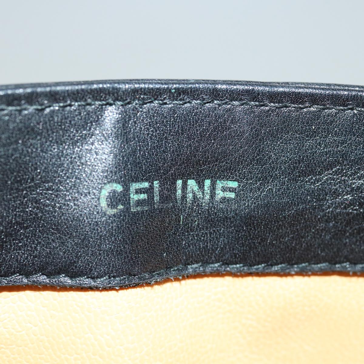 CELINE Shoulder Bag Leather Black Auth yk11353