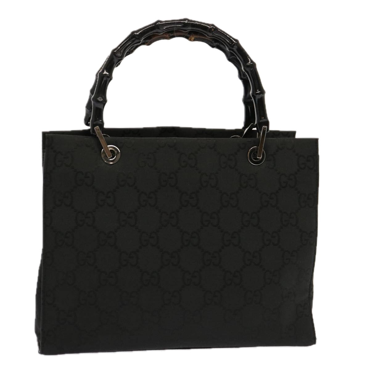 GUCCI Bamboo GG Canvas Hand Bag Black 002 1016 Auth yk11364
