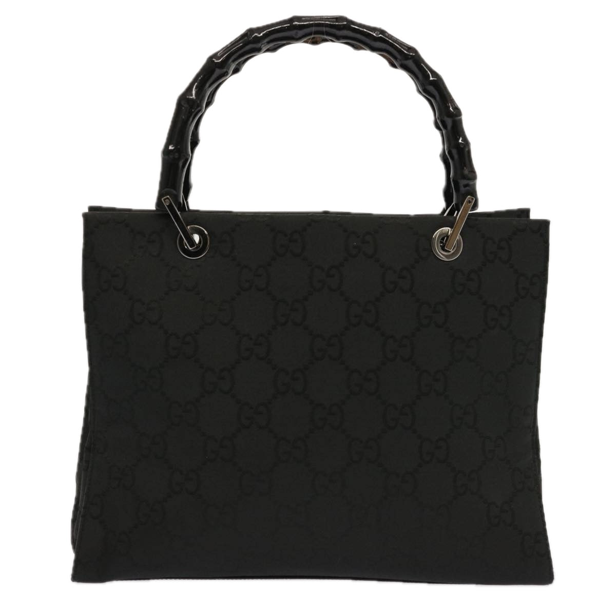 GUCCI Bamboo GG Canvas Hand Bag Black 002 1016 Auth yk11364 - 0