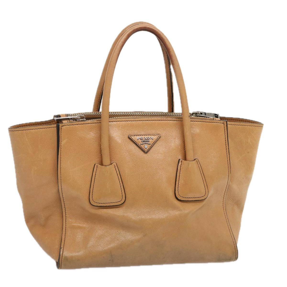 PRADA Hand Bag Leather Brown Auth yk11371