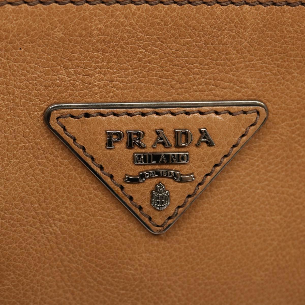 PRADA Hand Bag Leather Brown Auth yk11371