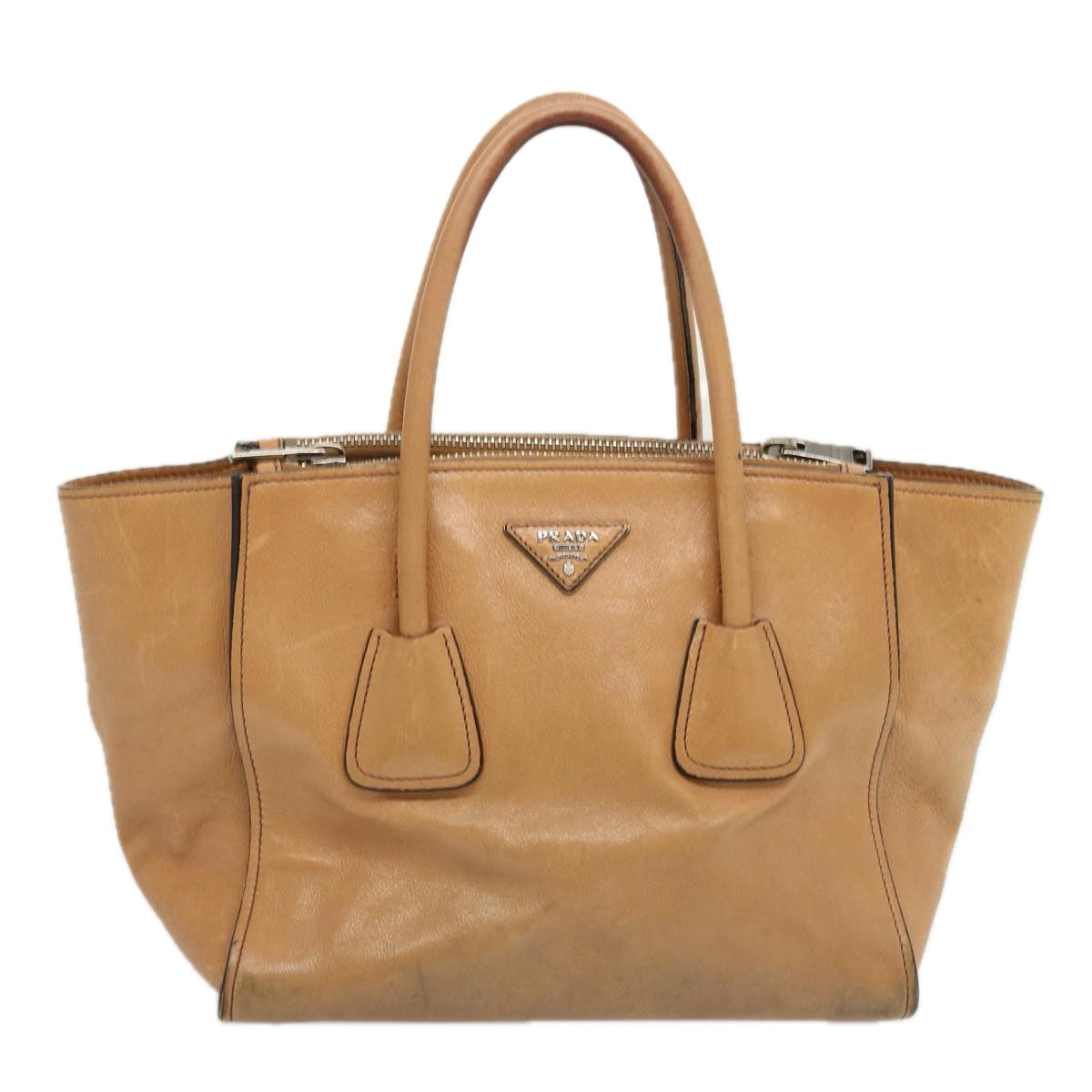 PRADA Hand Bag Leather Brown Auth yk11371
