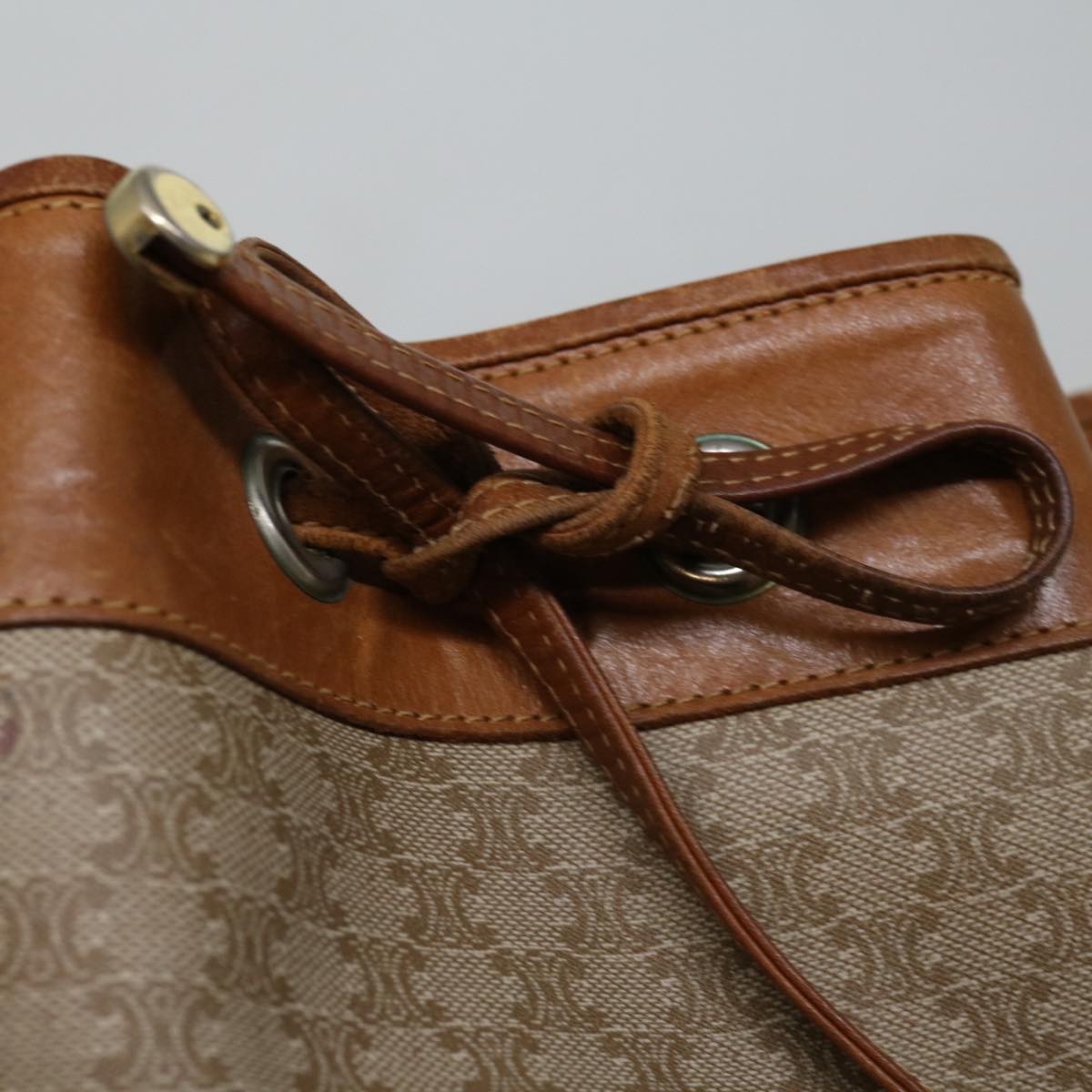 CELINE Macadam Canvas Shoulder Bag PVC Beige Brown Auth yk11377