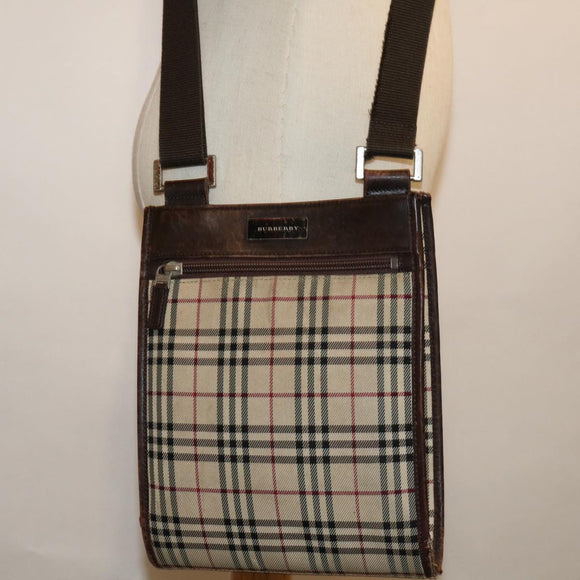 BURBERRY Nova Check Shoulder Bag Canvas Beige Brown Auth yk11382